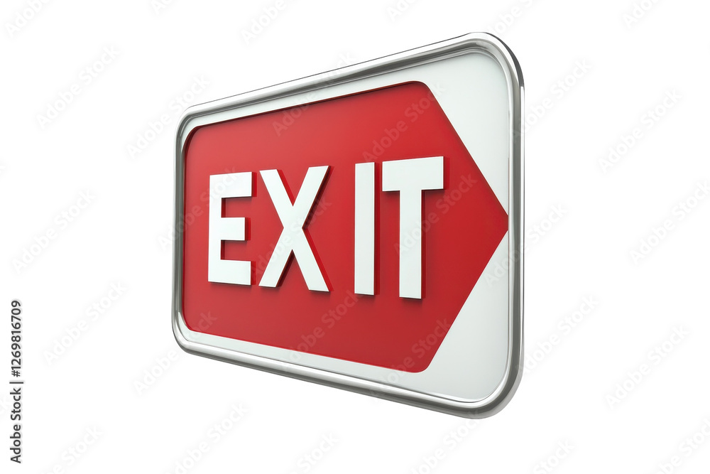 Bright red exit sign illuminates the way in a dimly lit corridor during the evening hours isolated on transparent background Bright red exit sign illuminates the way in a dimly lit corridor during the evening hours isolated on transparent background