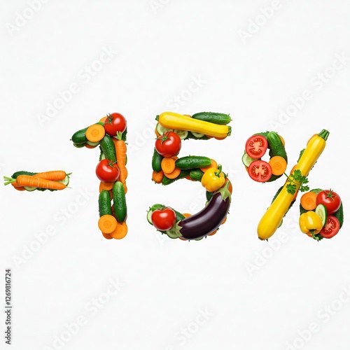  The figure is 15 % made from vegetables.