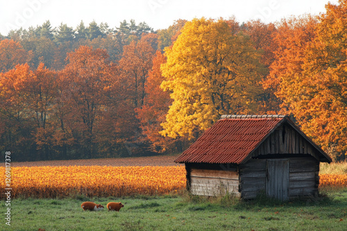 A pig ark in a farmyard, ru...
