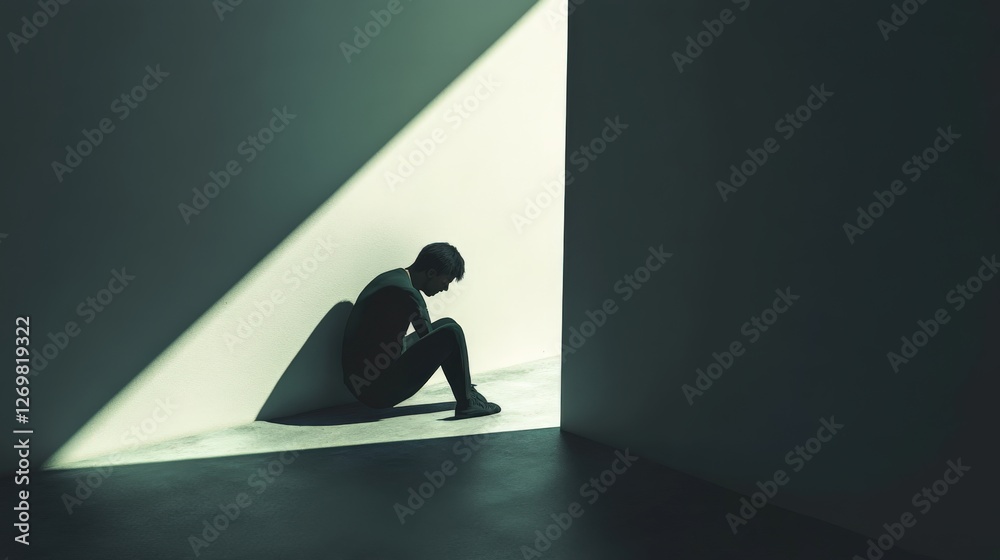 Person Isolated In A Corner With Anxiety Person Isolated In A Corner With Anxiety