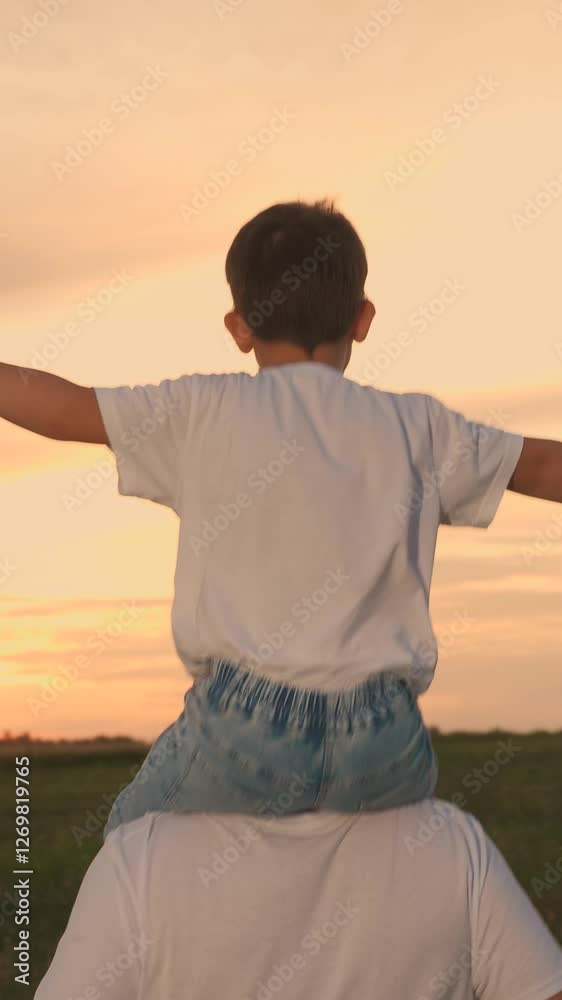 dad rides child kid boy son shoulders, father son runs sunset, children desire have wing, playing pilot airplane, father play superhero child, little child kid winner, happy family, children dream dad rides child kid boy son shoulders, father son runs sunset, children desire have wing, playing pilot airplane, father play superhero child, little child kid winner, happy family, children dream