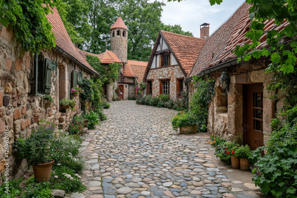 Löwenburg Castle in Germany, romantic and historic, fairy-tale atmosphere Löwenburg Castle in Germany, romantic and historic, fairy-tale atmosphere