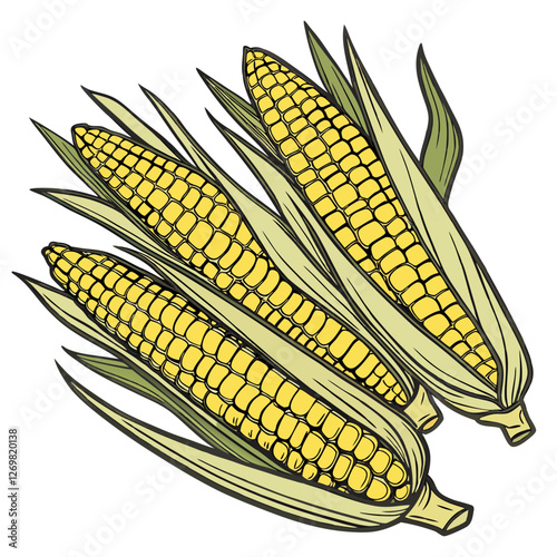 corns on a white background