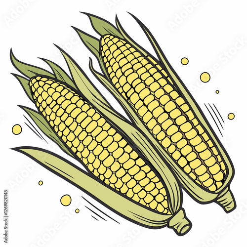 corn cob on white background