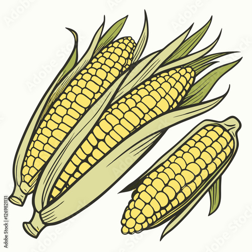 corn cobs isolated on white