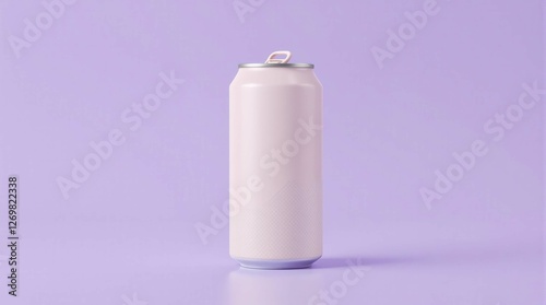 A can of soda is sitting on a purple background