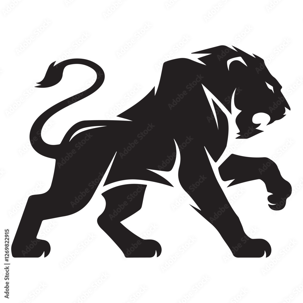 Obraz premium Aggressive Lion Face – Wildlife Strength and Majesty