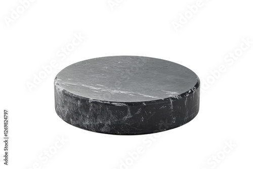 A sleek round marble pedestal set against a minimalistic white backdrop conveying elegance isolated on transparent background