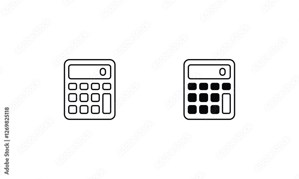 Calculator icons set line and glyph vector icon Calculator icons set line and glyph vector icon