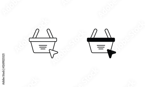 Shopping Basket icons set line and glyph vector icon