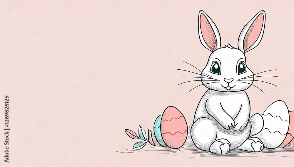 Fototapeta premium easter bunny and eggs - easter card, background or wallpaper (illustration)