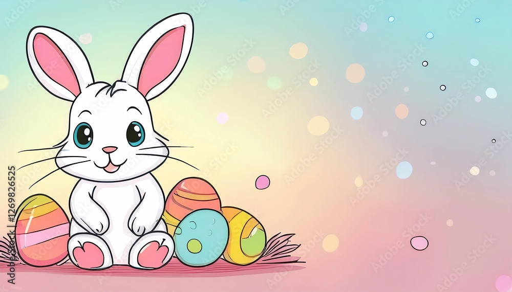 easter bunny and eggs - easter card, background or wallpaper (illustration) easter bunny and eggs - easter card, background or wallpaper (illustration)
