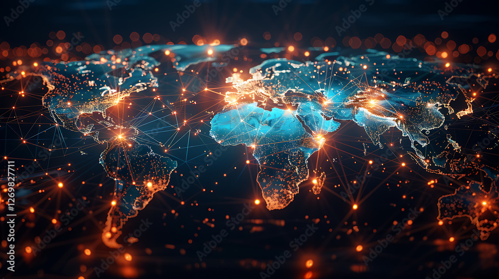 Obraz premium Global Network: Interconnected World of Data and Communication