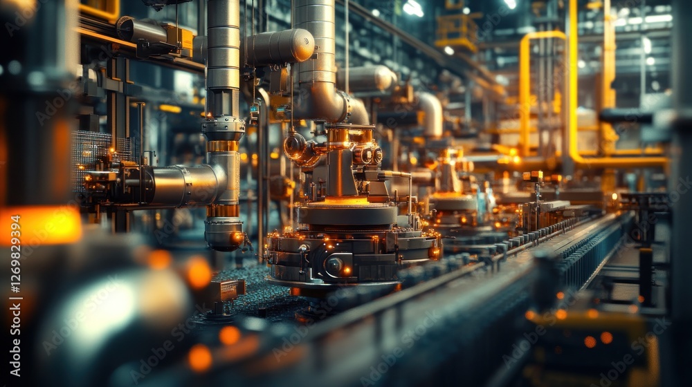 Complex Industrial Machinery and Infrastructure in a Modern Factory Complex Industrial Machinery and Infrastructure in a Modern Factory