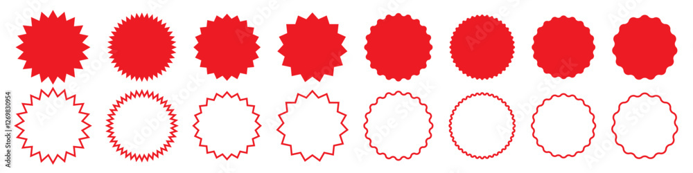 Sunburst sale label icon set Sunburst sale label icon set