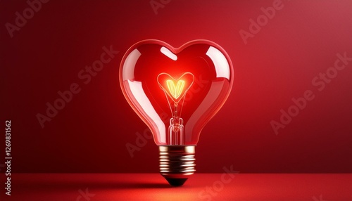 Wallpaper Mural heart shaped light bulb glowing against a red background for valentine s day inspiration Torontodigital.ca