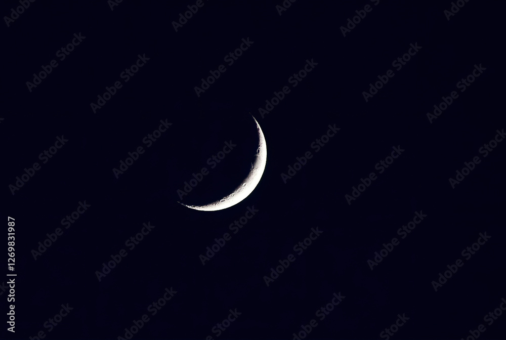 The moon in the evening in the southern sky. The moon in the evening in the southern sky.