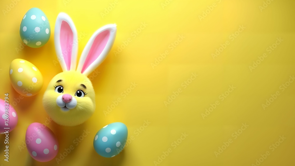 Obraz premium Vibrant Easter Eggs and Bunny Ears