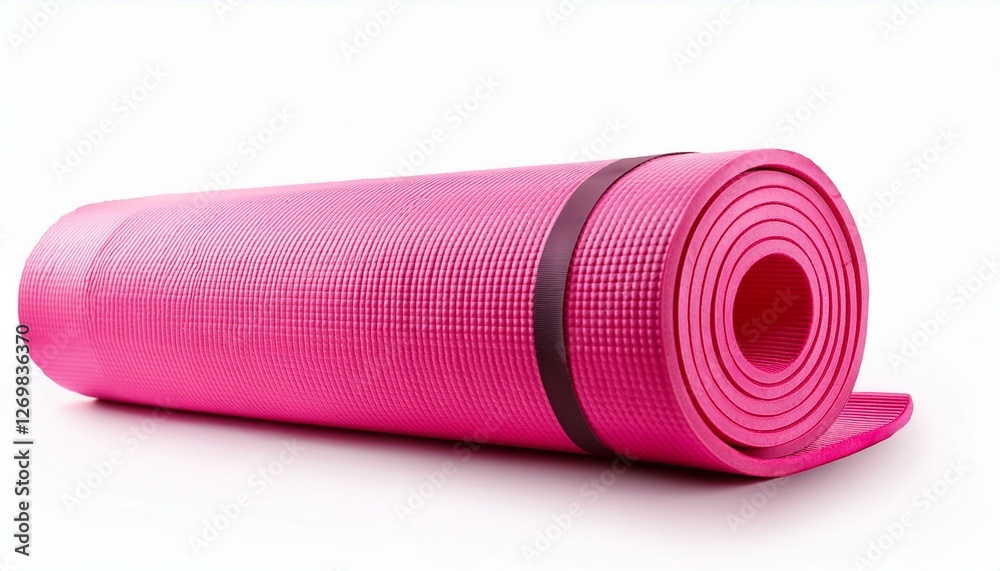 vibrant pink yoga mat rolled up perfect for fitness and exercise routines ideal for yoga pilates and stretching activities isolated on white background vibrant pink yoga mat rolled up perfect for fitness and exercise routines ideal for yoga pilates and stretching activities isolated on white background