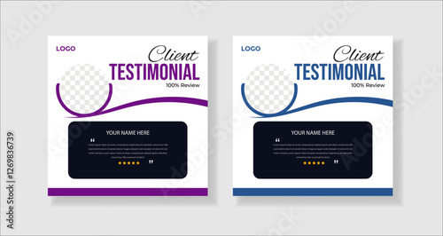 Modern clean clear clients testimonial template or clients feedback review best design with organic shape .