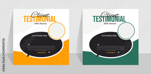 Modern clean clear clients testimonial template or clients feedback review best design with organic shape .