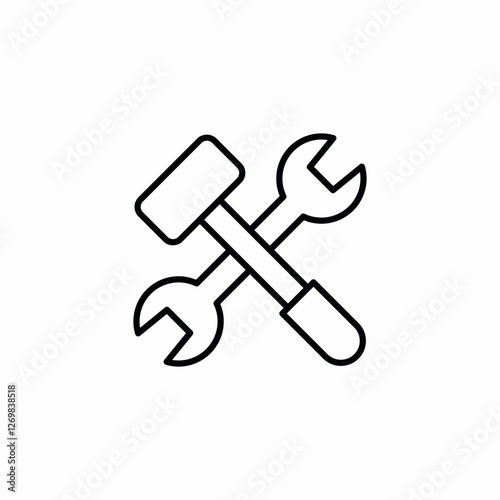 wrench hammer icon sign vector