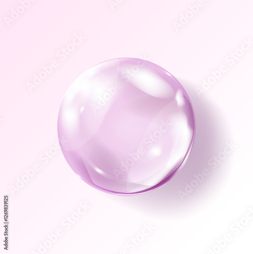 Pink bubble. Transparent hyaluronic acid. Clear collagen drops. Cosmetic serum