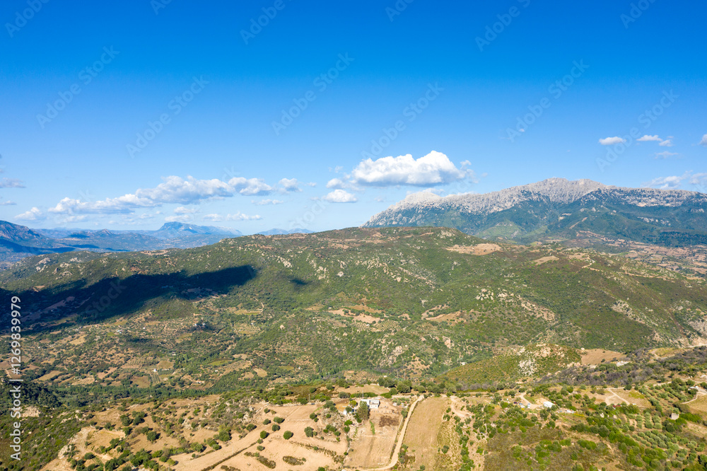 Obraz premium The countryside around Orgosolo in Europe, Italy, Sardinia, Orgosolo, in summer, on a sunny day.