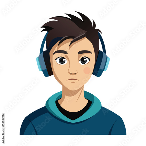 Vector: young people with headphones on their heads. AI generated
