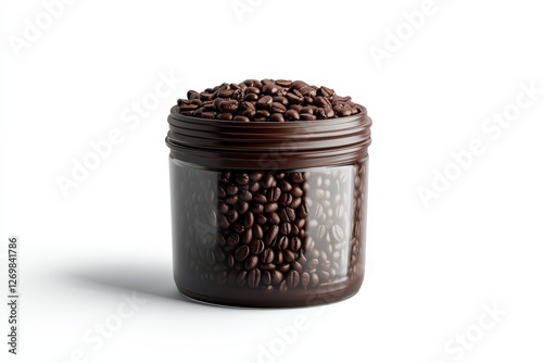 A jar brimming with rich coffee beans against a minimalist background isolated on transparent background photo