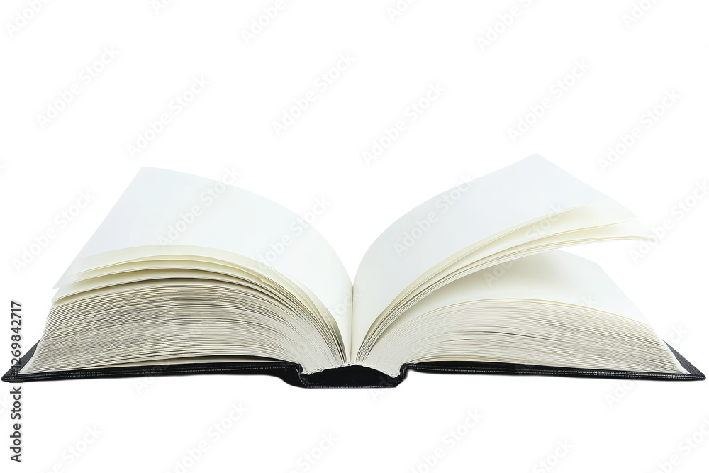 A blank book awaits creativity with its white pages and textured spine on a minimalist backdrop isolated on transparent background A blank book awaits creativity with its white pages and textured spine on a minimalist backdrop isolated on transparent background