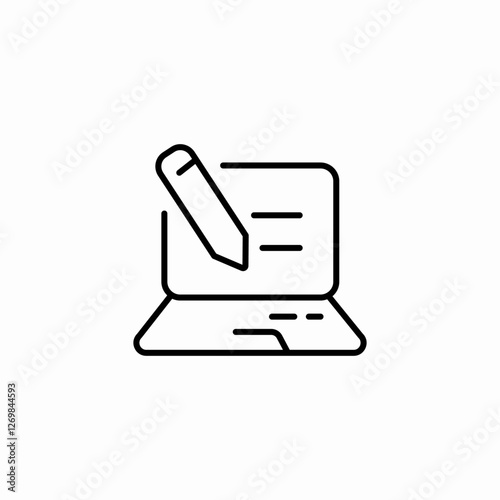 laptop article write icon sign vector