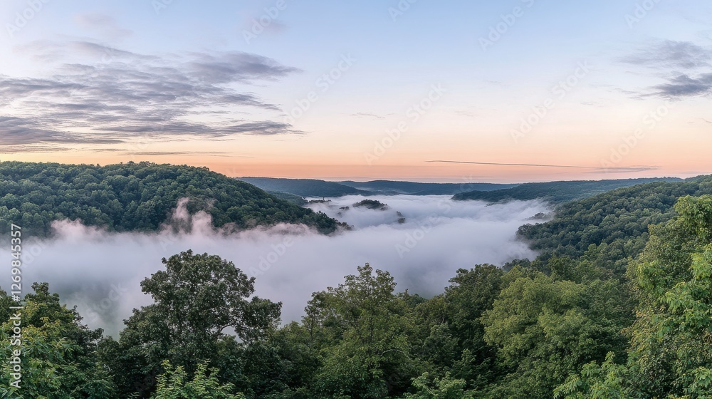 Misty Mountain Valley Sunrise: A Breathtaking Scenic View of Nature's Majesty Misty Mountain Valley Sunrise: A Breathtaking Scenic View of Nature's Majesty