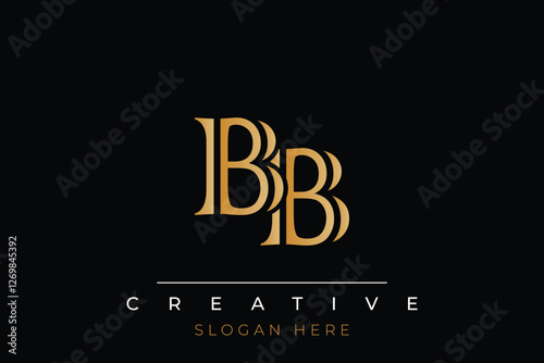 Sophisticated gold BB monogram logo on a sleek black background, ideal for branding, creative design, and luxurious themes.