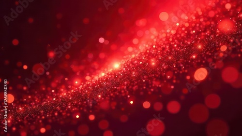 Luxury abstract red background with golden shining glowing glitter particles