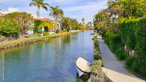 Canals in Venice, Los Angeles, California. This photo was taken on a trip around the city.
