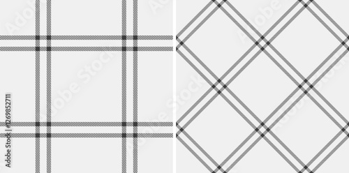 Fabric textile background of tartan texture vector with a check plaid pattern seamless. Set in monochrome colors for school uniform trends.