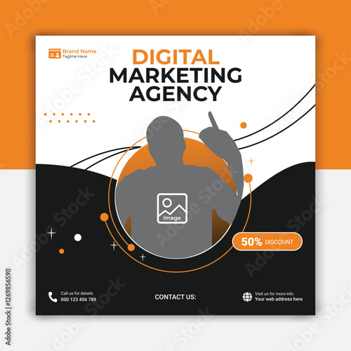 Digital marketing agency social media post or web banner design template