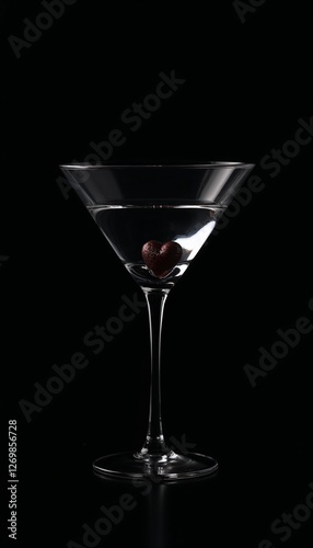Wallpaper Mural Elegant martini glass with a heart-shaped garnish in clear liquid against a black background Torontodigital.ca
