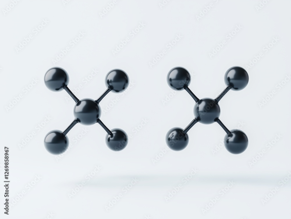 Abstract molecular structure with spheres and bonds representing scientific innovation and chemistry concepts Abstract molecular structure with spheres and bonds representing scientific innovation and chemistry concepts