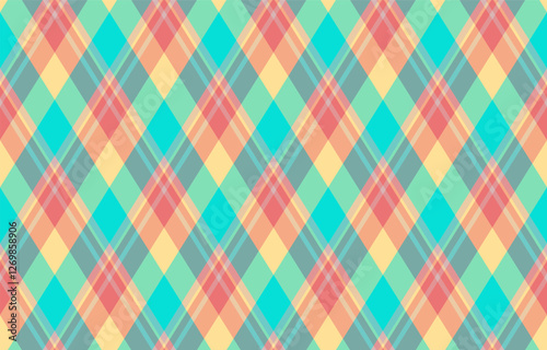 Vibrant pastel plaid pattern in diagonal stripes.  Perfect for textile design, website backgrounds, or cheerful branding.  This seamless texture evokes feelings of joy and optimism.