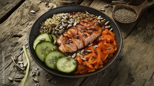 Grilled Salmon Quinoa Bowl with Vegetables - A Healthy and Flavorful Meal