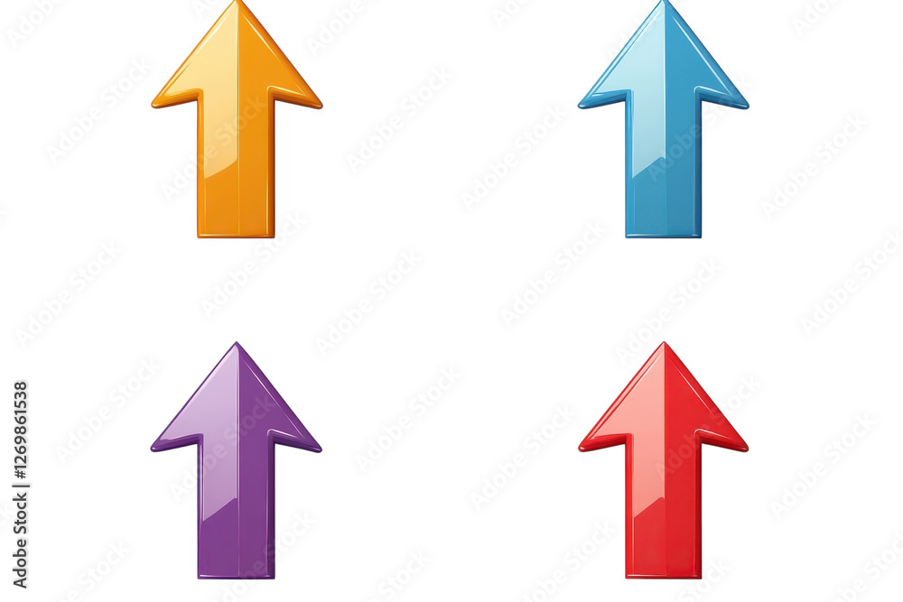 Colorful directional arrows in vibrant hues pointing upwards against a clean background isolated on transparent background Colorful directional arrows in vibrant hues pointing upwards against a clean background isolated on transparent background