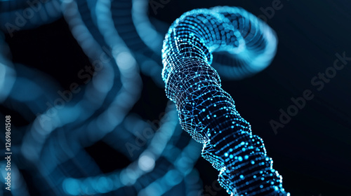 Microscopic view of an amino acid molecule with a futuristic blue glow