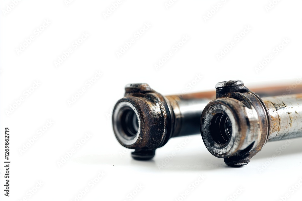 Rusty mechanical parts resting on a clean white surface with intricate details captured beautifully isolated on transparent background Rusty mechanical parts resting on a clean white surface with intricate details captured beautifully isolated on transparent background