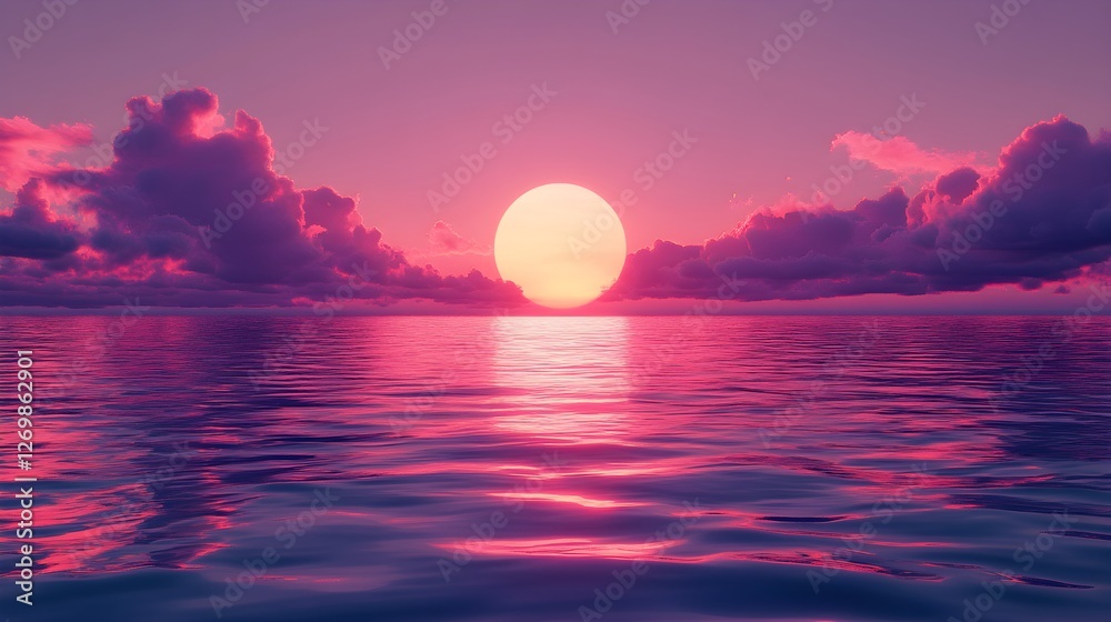 Serene Sunset Reflection on a Calm Sea with Gentle Waves – Generative AI Serene Sunset Reflection on a Calm Sea with Gentle Waves – Generative AI