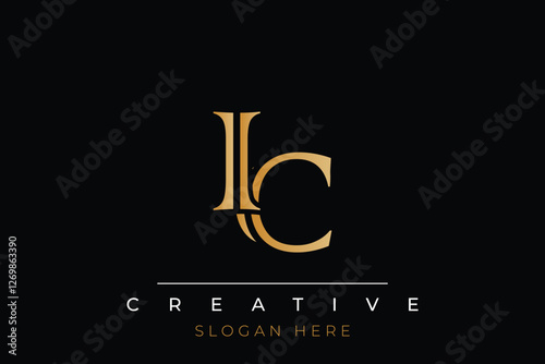 Sophisticated gold IC monogram logo on a sleek black background, ideal for branding, creative design, and luxurious themes.