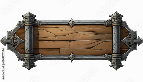 medieval road sign isolated on white background
