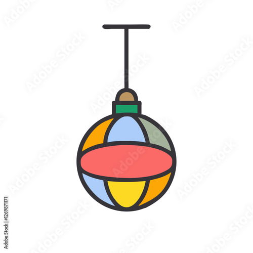 modern interior equipment. Chandeliers, lamps on desk and floor. colorful vector icon Lamp icon, on withe background 
