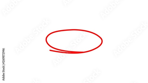 Animated hand drawn red circle animation. 4k video of hand drawn circle animation. Red design element isolated on transparent background.